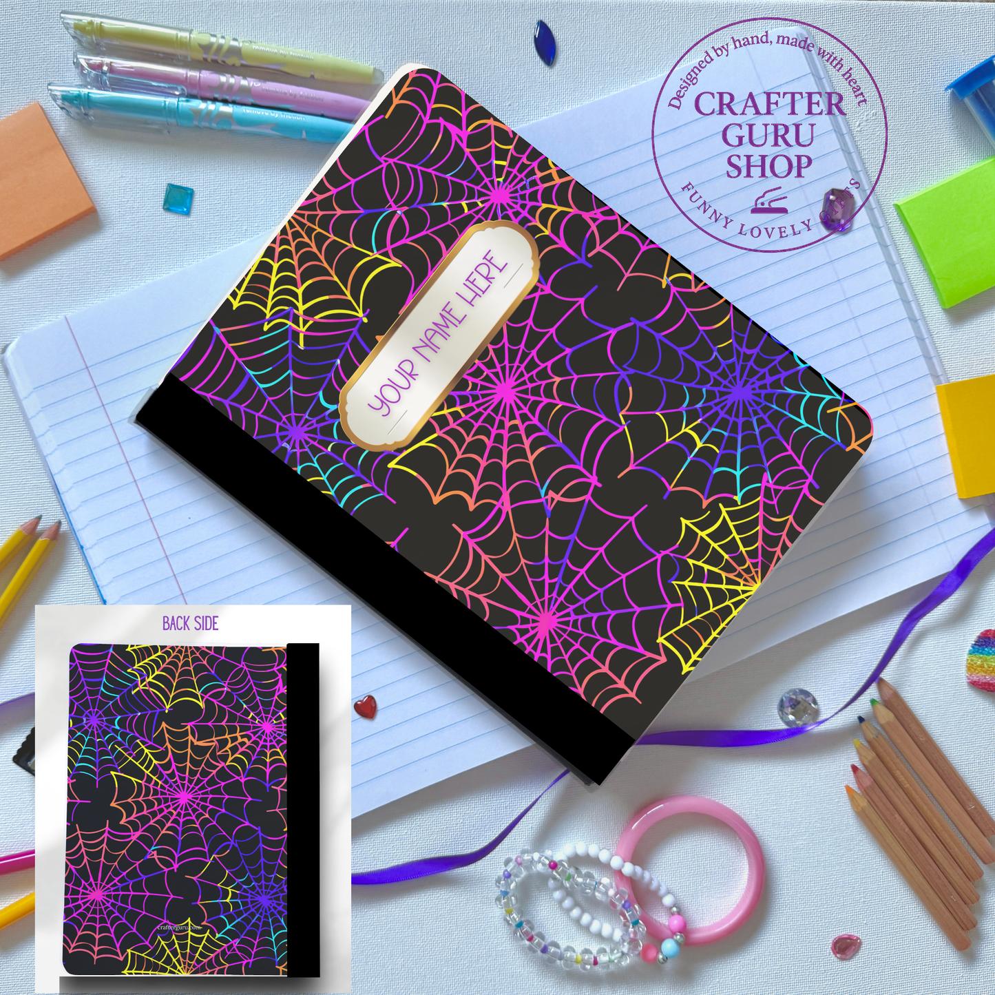 Personalized Neon Spiderweb Composition Notebook CN0008