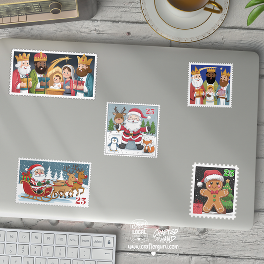Santa on the Chimney Christmas Stamp Sticker - STK-004