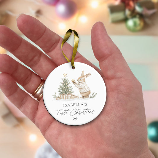 Baby's First Christmas Keepsake Ornament (light beige)