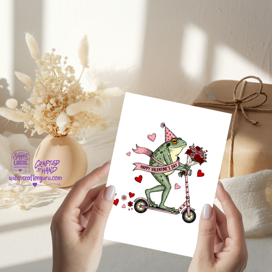 Love on Wheels – Funny Valentine Frog Card VGC-025