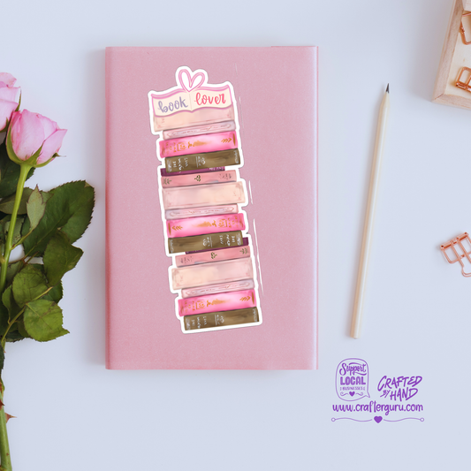 Pink Book Stack Bookmark – Book Lover Edition (4 Designs)