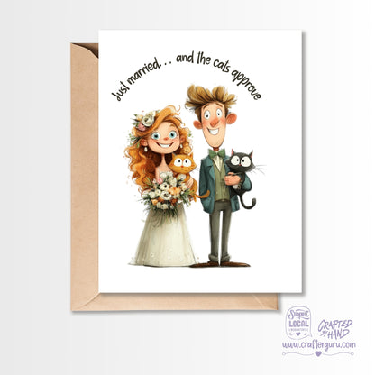 Just Married… And the Cats Approve – Funny Wedding Card GC-047