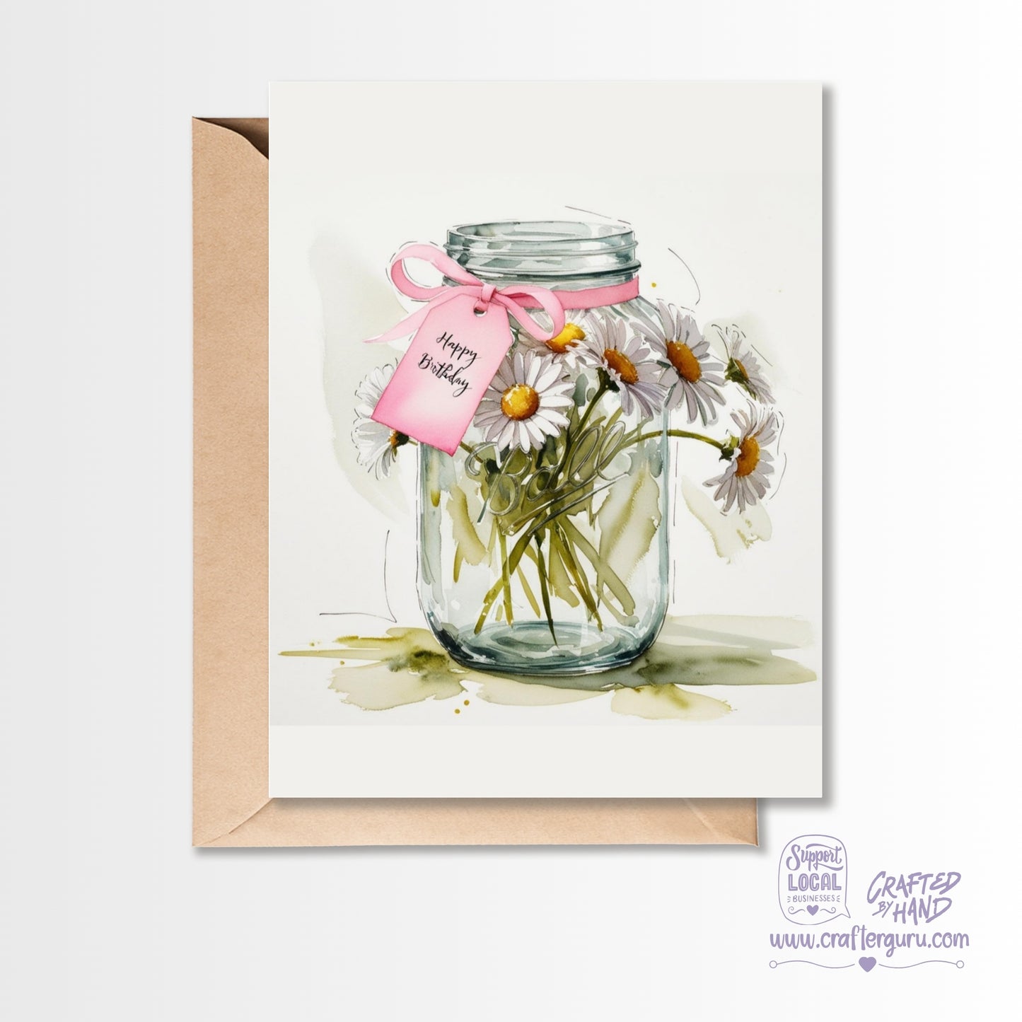 Mason Jar Daisies Birthday CardGC-036