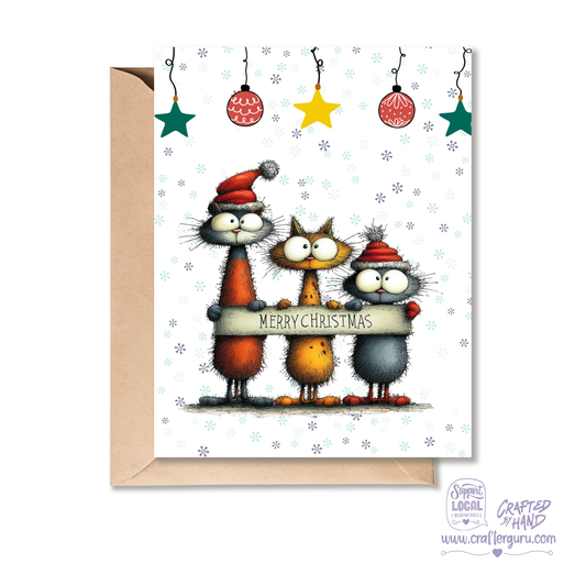 Cute Christmas Card – Trio of Cats Merry Christmas Edition- CRD-CH-009