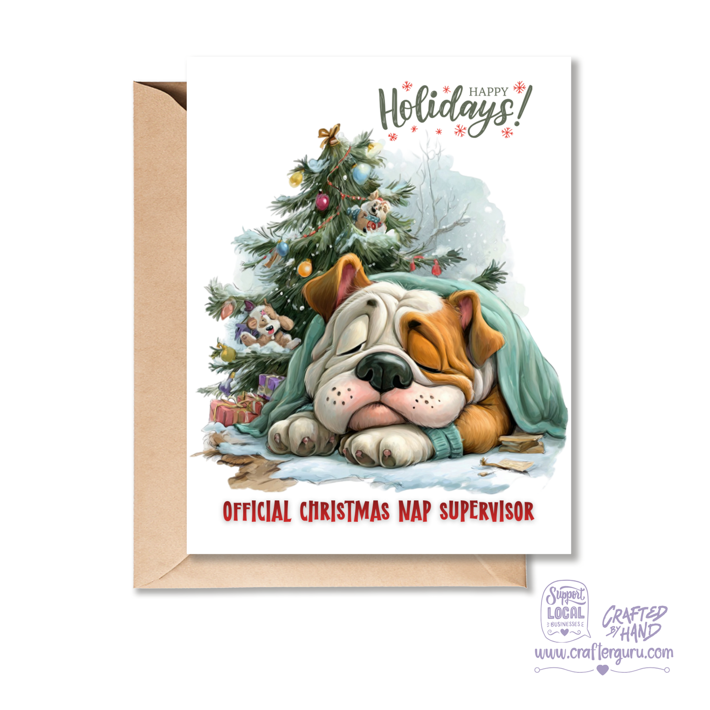 Cute Christmas Card – Official Christmas Nap Supervisor Dog Edition- CRD-CH-012