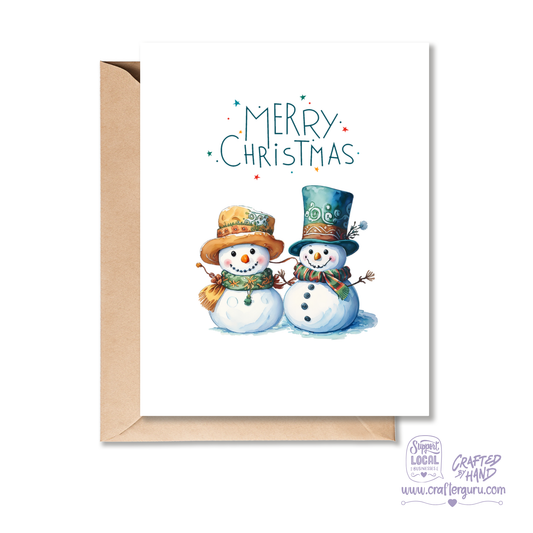 Merry Christmas – Snowman Couple Holiday Card – CRD-CH-031