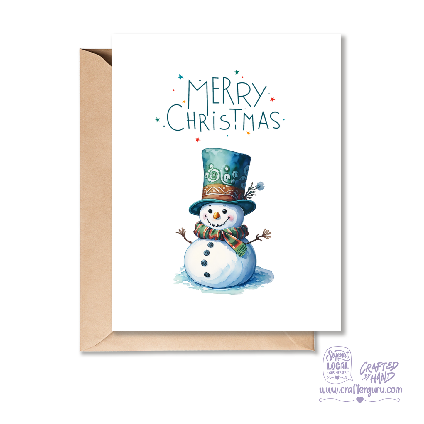 Merry Christmas – Snowman With Top Hat Holiday Card – CRD-CH-032