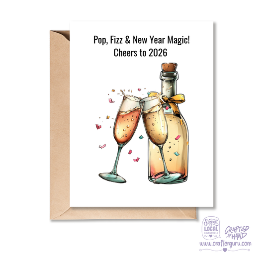 Pop, Fizz & New Year Magic – Cheers to 2026 Greeting Card – CRD-NY-001