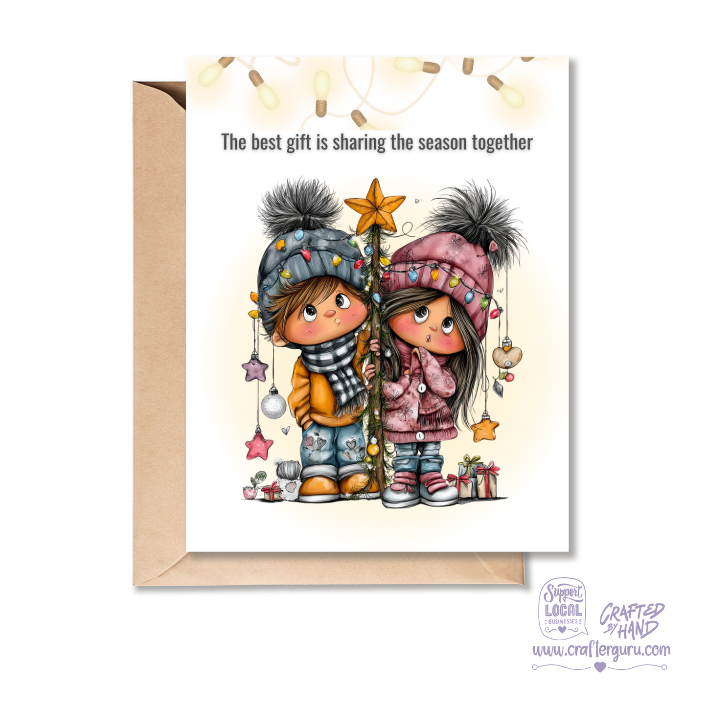 Cute Christmas Card – Sharing the Season Together Couple Edition- CRD-CH-016