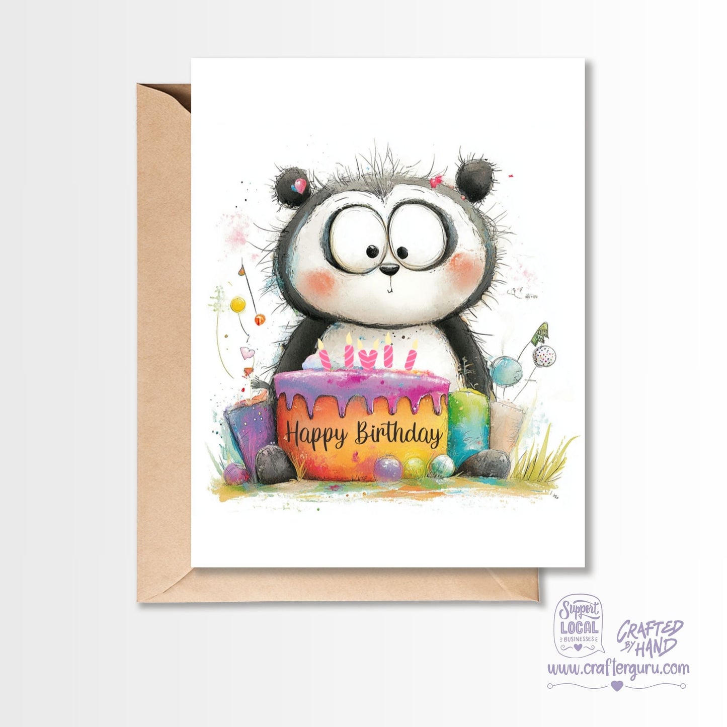 Happy Birthday Panda Cake Card GC-032