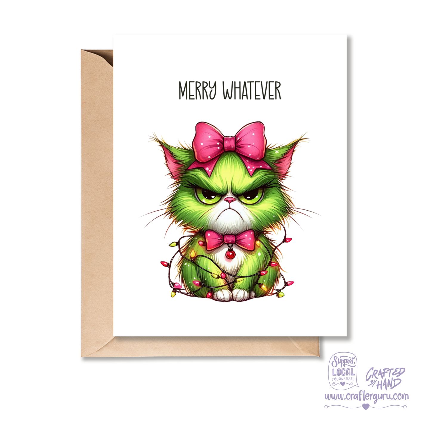 Merry Whatever – Grumpy Christmas Cat Card – CRD-CH-022