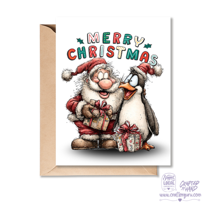 Cute Christmas Card – Santa & Penguin Merry Christmas Edition- CRD-CH-008