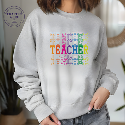 Retro Rainbow Teacher  – Cute Colorful Tee for Educators   (Unisex  Sweatshirts )
