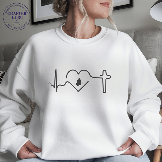 Faith Heartbeat T-Shirt – Christian Cross (Unisex  Sweatshirts )