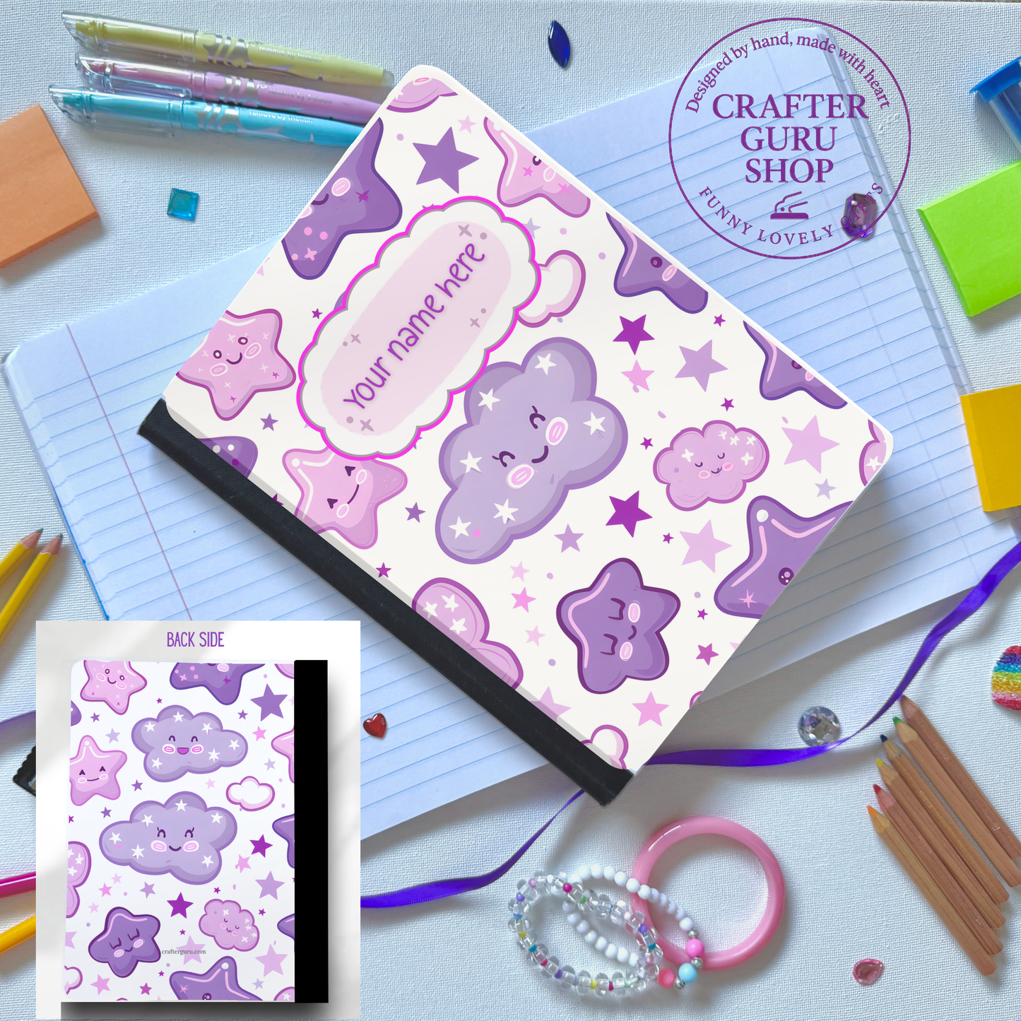 Cloud & Stars Personalized Composition Notebook CN0007