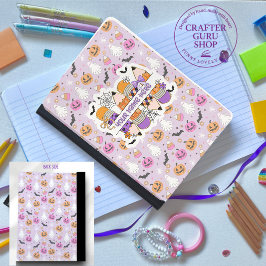 Halloween Notebook 🎃👻 Cute Pastel Pumpkins & Ghosts | Custom Name Composition  CN0009
