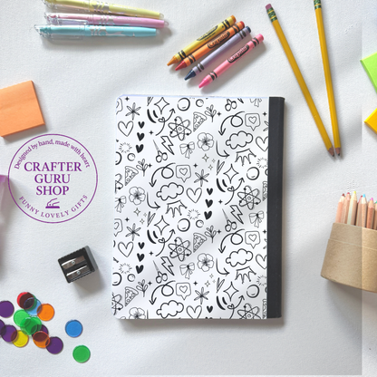 Personalized School Doodles Notebook ✏️🌈CN0012