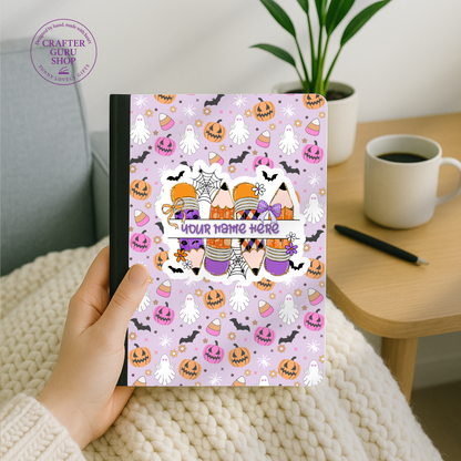 Halloween Notebook 🎃👻 Cute Pastel Pumpkins & Ghosts | Custom Name Composition  CN0009