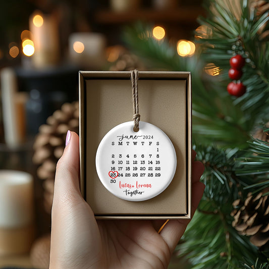 Personalized Together Ornament - Calendar with Names for Together Couple