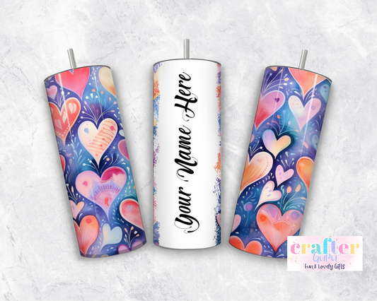 Personalized Name Tumbler Blue Hearts CGFLG23