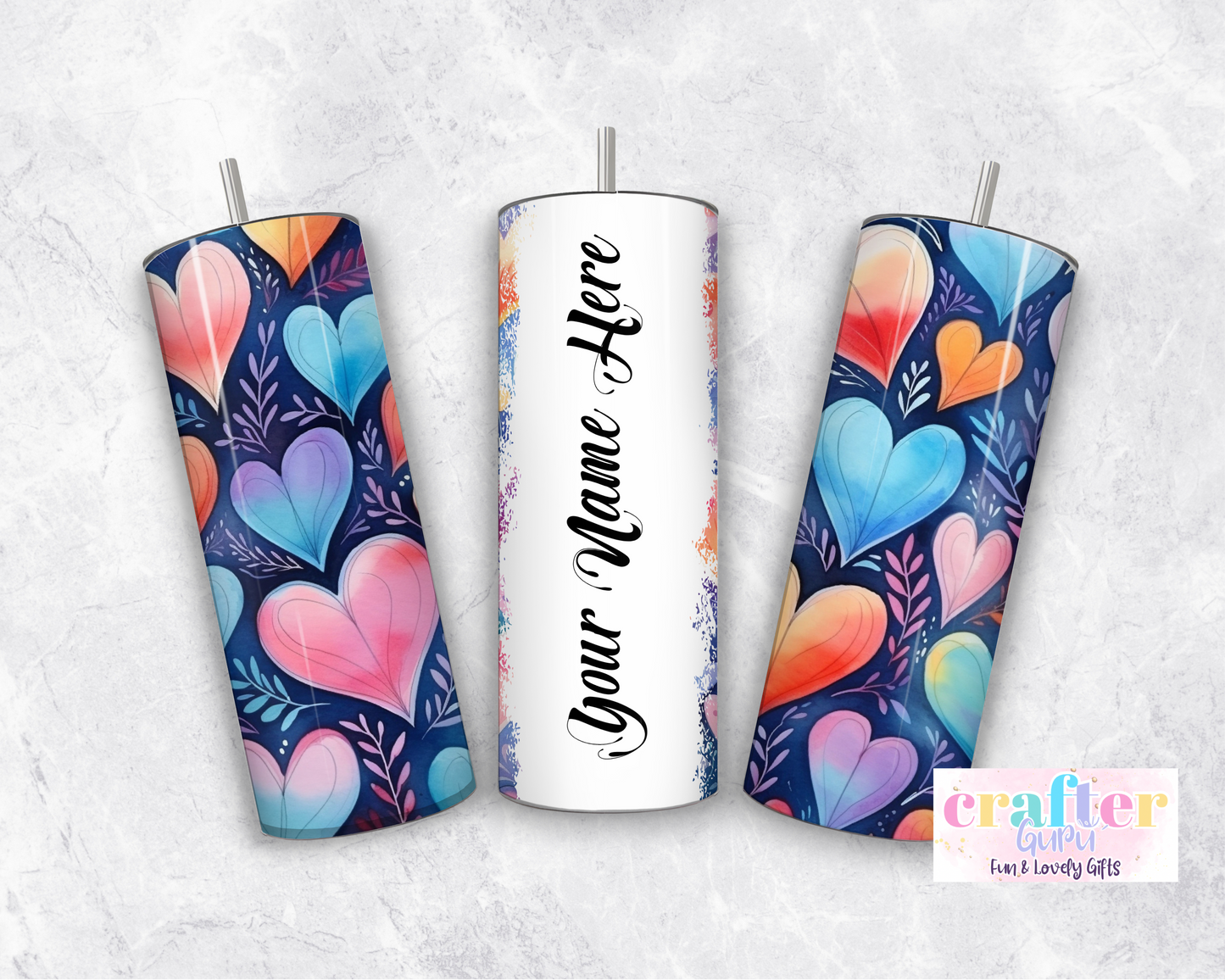 Personalized Name Tumbler Hearts CGFLG24