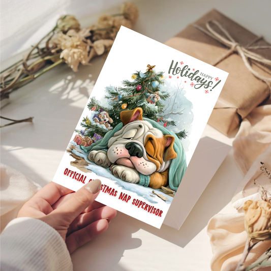 Cute Christmas Card – Official Christmas Nap Supervisor Dog Edition- CRD-CH-012