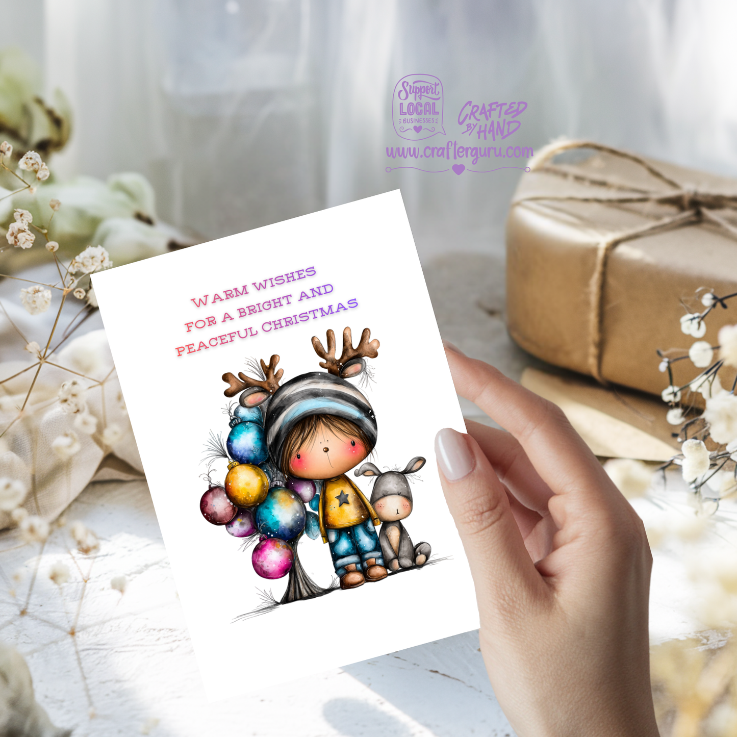 Warm Wishes for a Bright and Peaceful Christmas – Christmas Card– CRD-CH-020