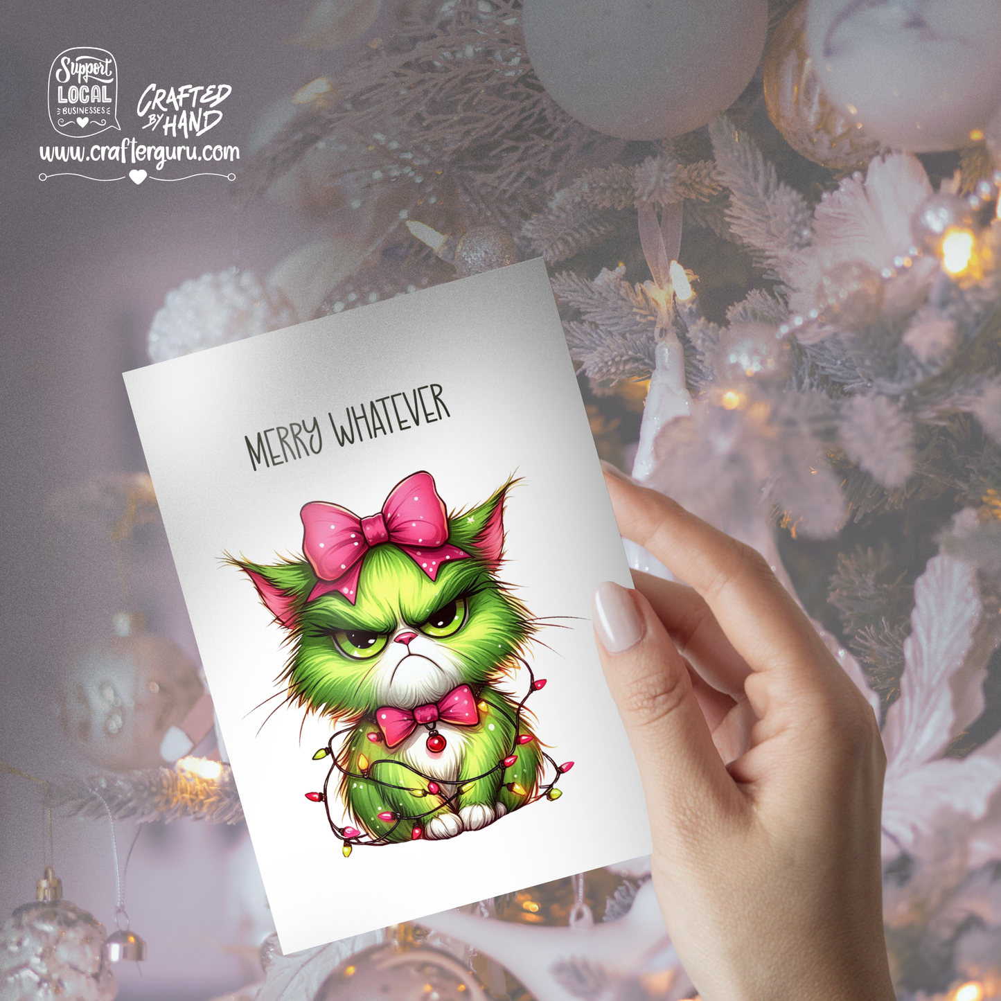 Merry Whatever – Grumpy Christmas Cat Card – CRD-CH-022