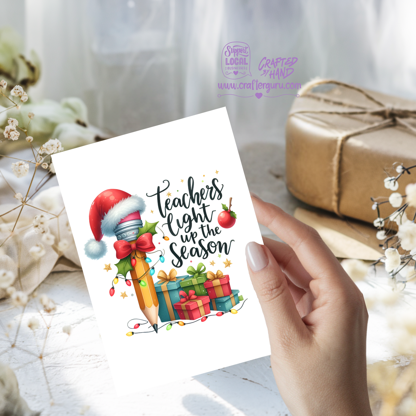 Teachers Light Up the Season – Christmas Teacher Card – CRD-CH-028