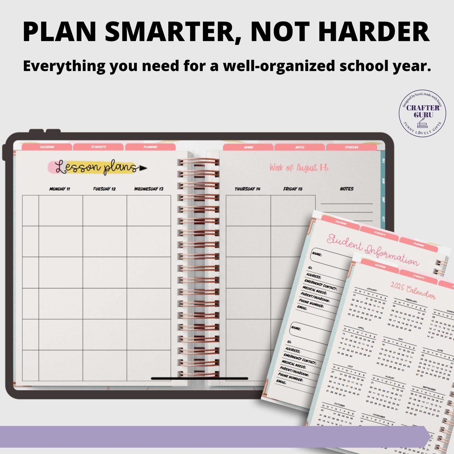 Teacher Digital Planner 2025 2026 Undated, Teacher Planner, Goodnotes Planner, Academic Planner, Lesson Planner, Daily Planner for Teachers