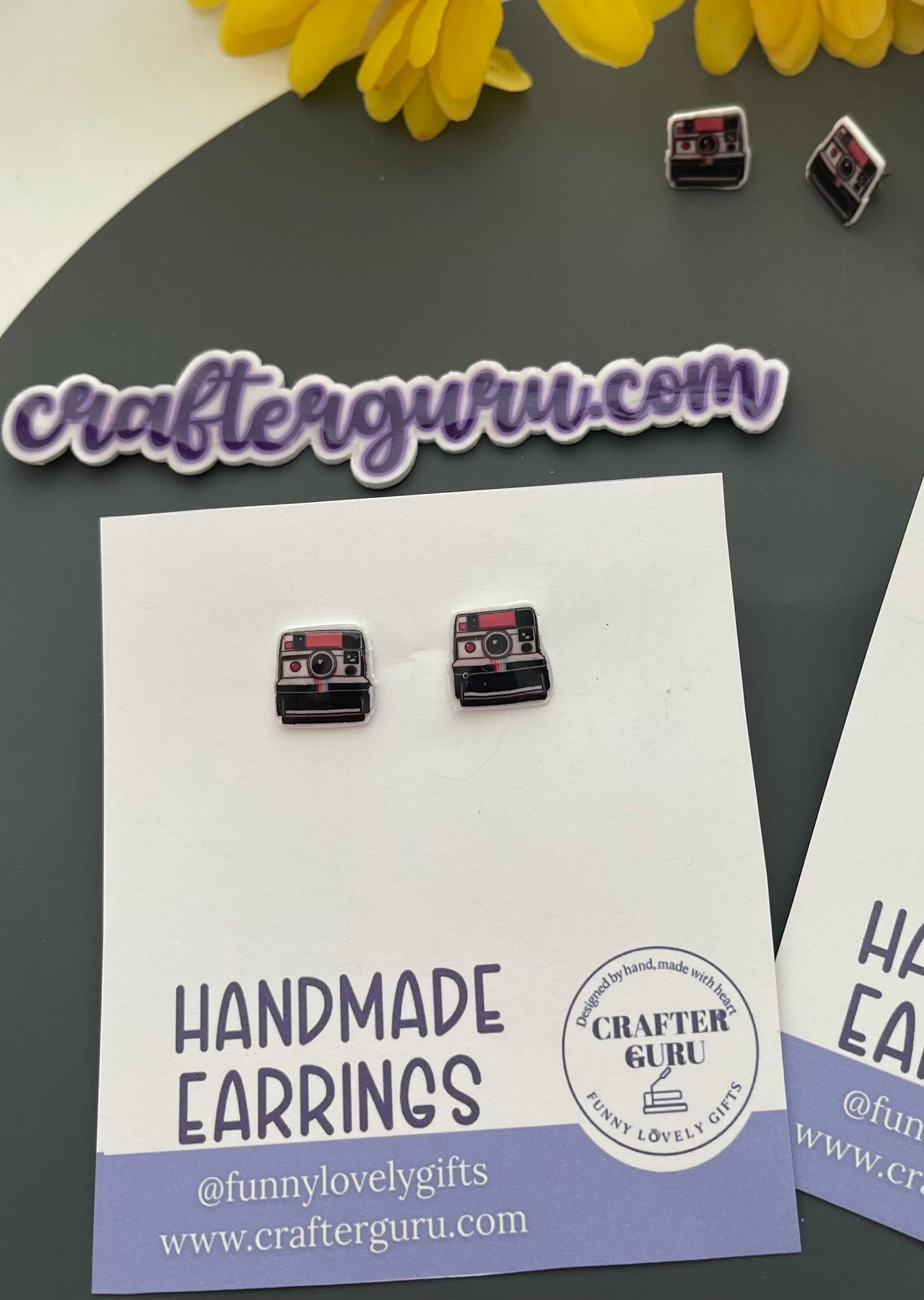 Retro Polaroid Camera Handmade Earrings