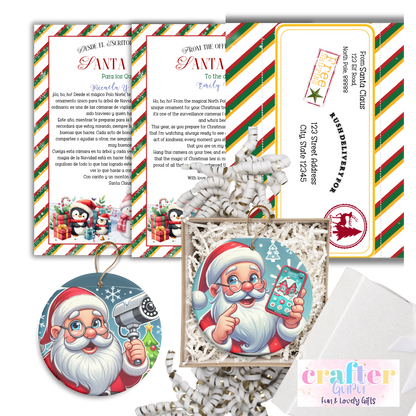 Christmas Ornament for Kids, Santa Cam With Letter and Envelope from "Noth Pole"