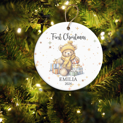 Baby's First Christmas Ornament, Personalized Baby's 1st Christmas (Beige yellow)