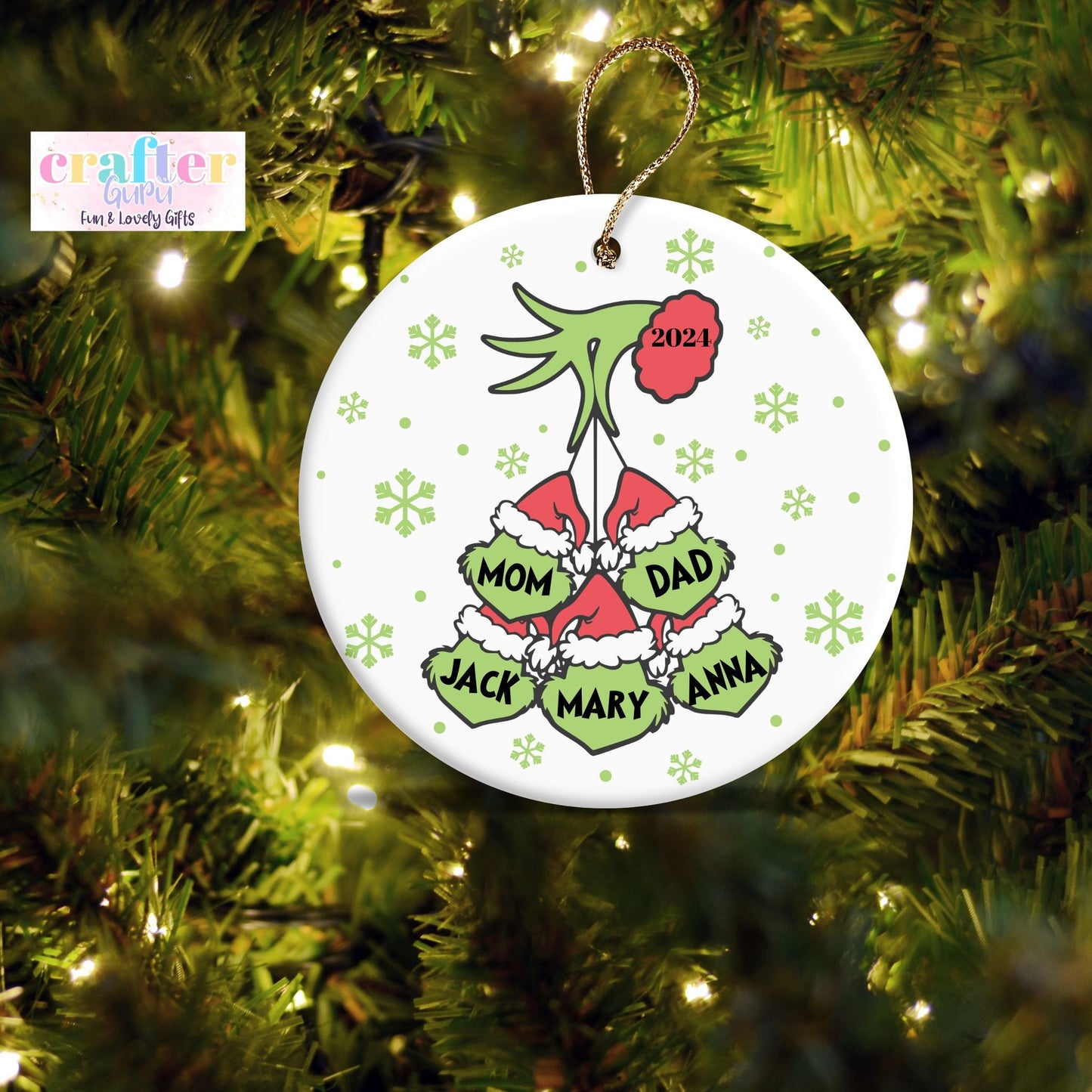 Personalized Family Christmas Ornament (grinch)