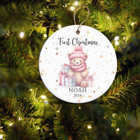 Baby's First Christmas Ornament, Personalized Baby's 1st Christmas (Beige pink)