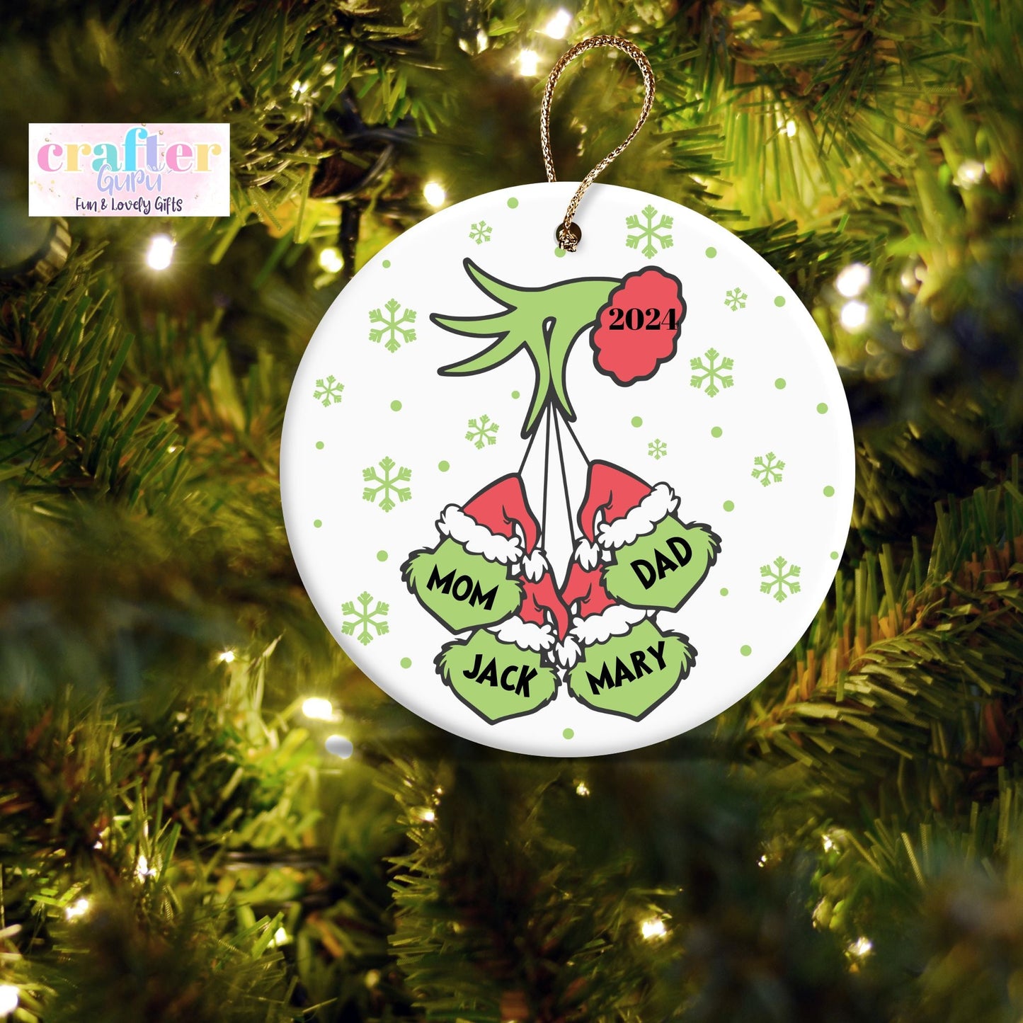 Personalized Family Christmas Ornament (grinch)