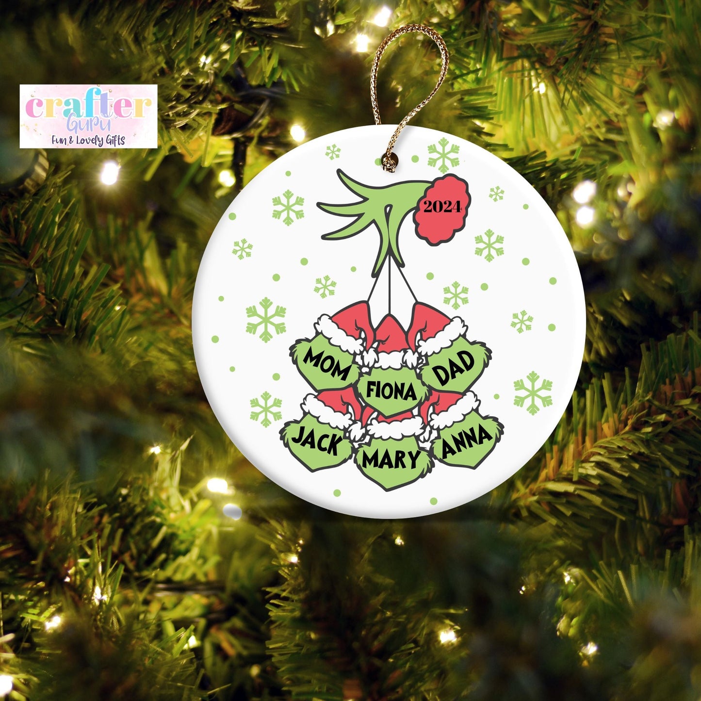 Personalized Family Christmas Ornament (grinch)