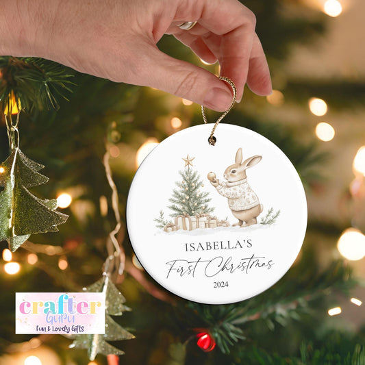 Baby's First Christmas Keepsake Ornament (light beige)