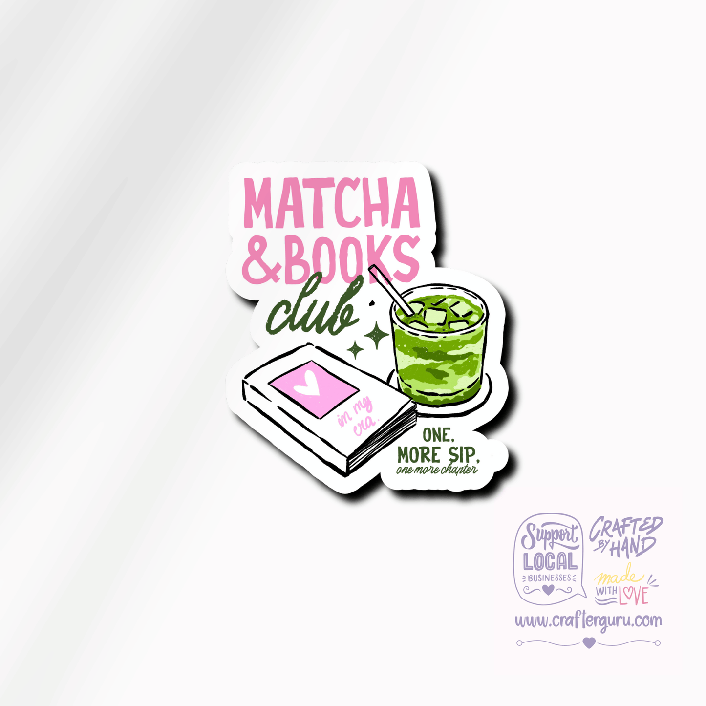 Matcha & Books Club Sticker - Cozy Reader Gift - Waterproof Laptop & Kindle Decal - Bookish Aesthetic - STK-006