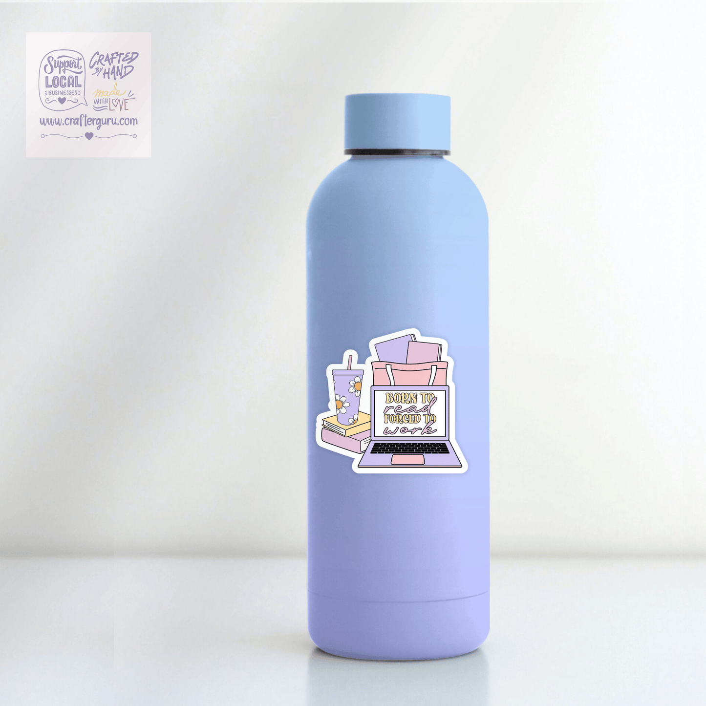 Born to Read Forced to Work Sticker - Funny Bookish Laptop Decal - Waterproof Vinyl Reader Gift - STK-007