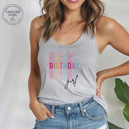 Birthday Girl Tee – Soft Pastels Edition( Ladies RACERBACK TANK )