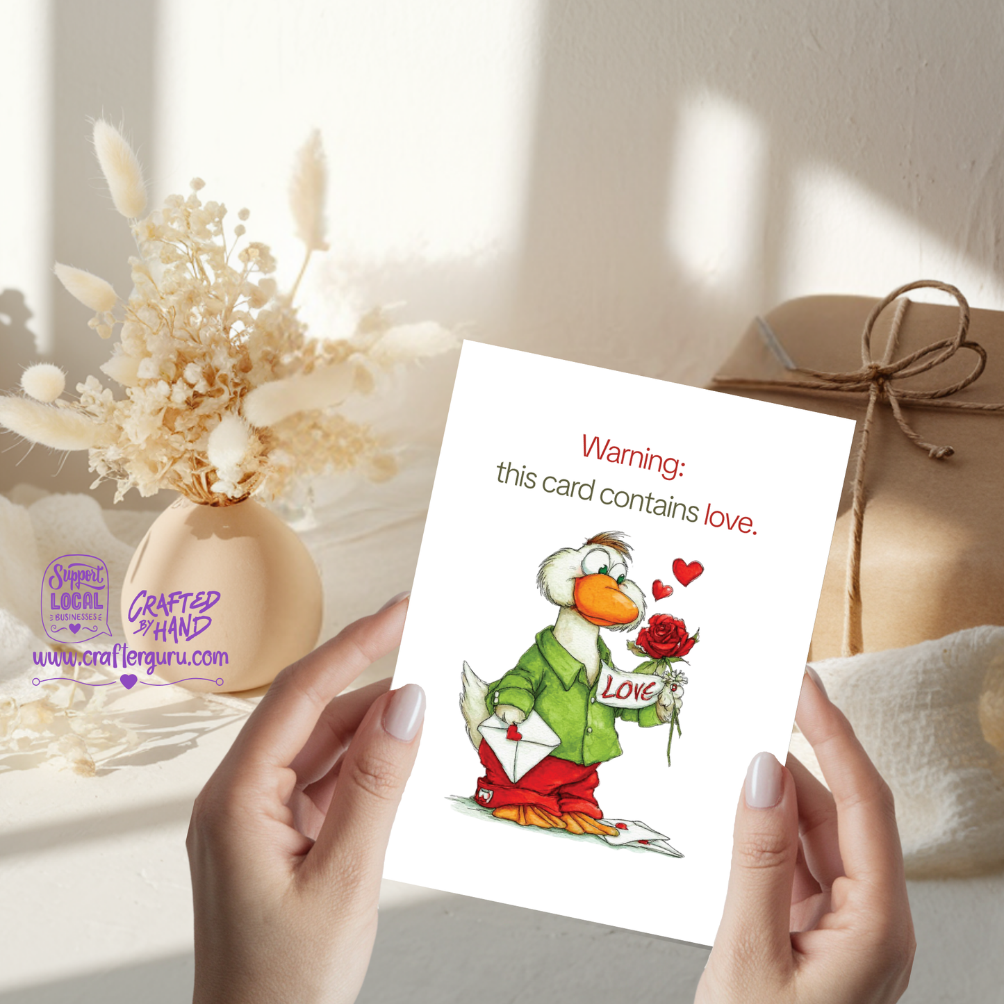 Warning: This Card Contains Love – Cute Valentine’s Day Card VGC-011