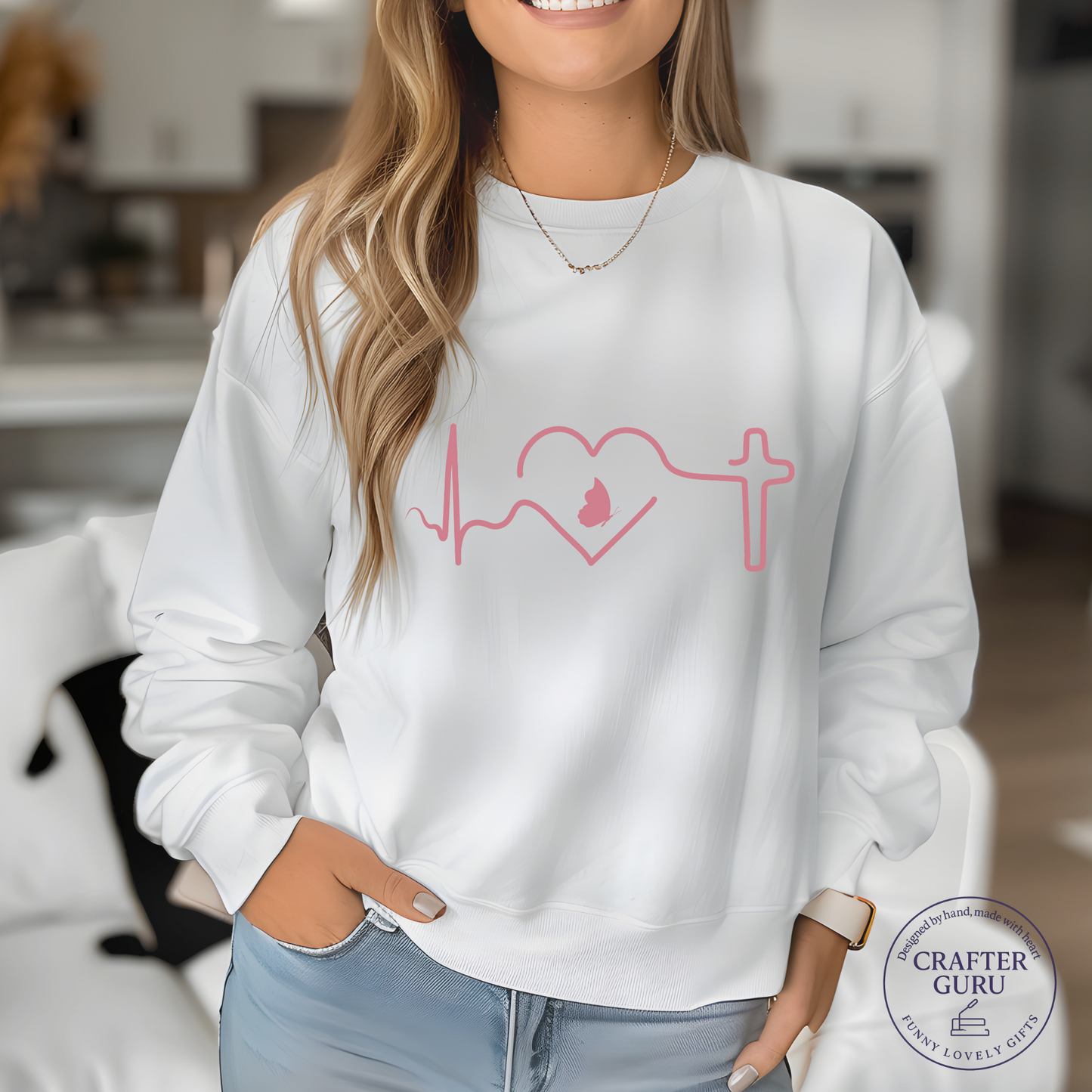 Faith Heartbeat T-Shirt – Christian Cross (Adult Long Sleeve)