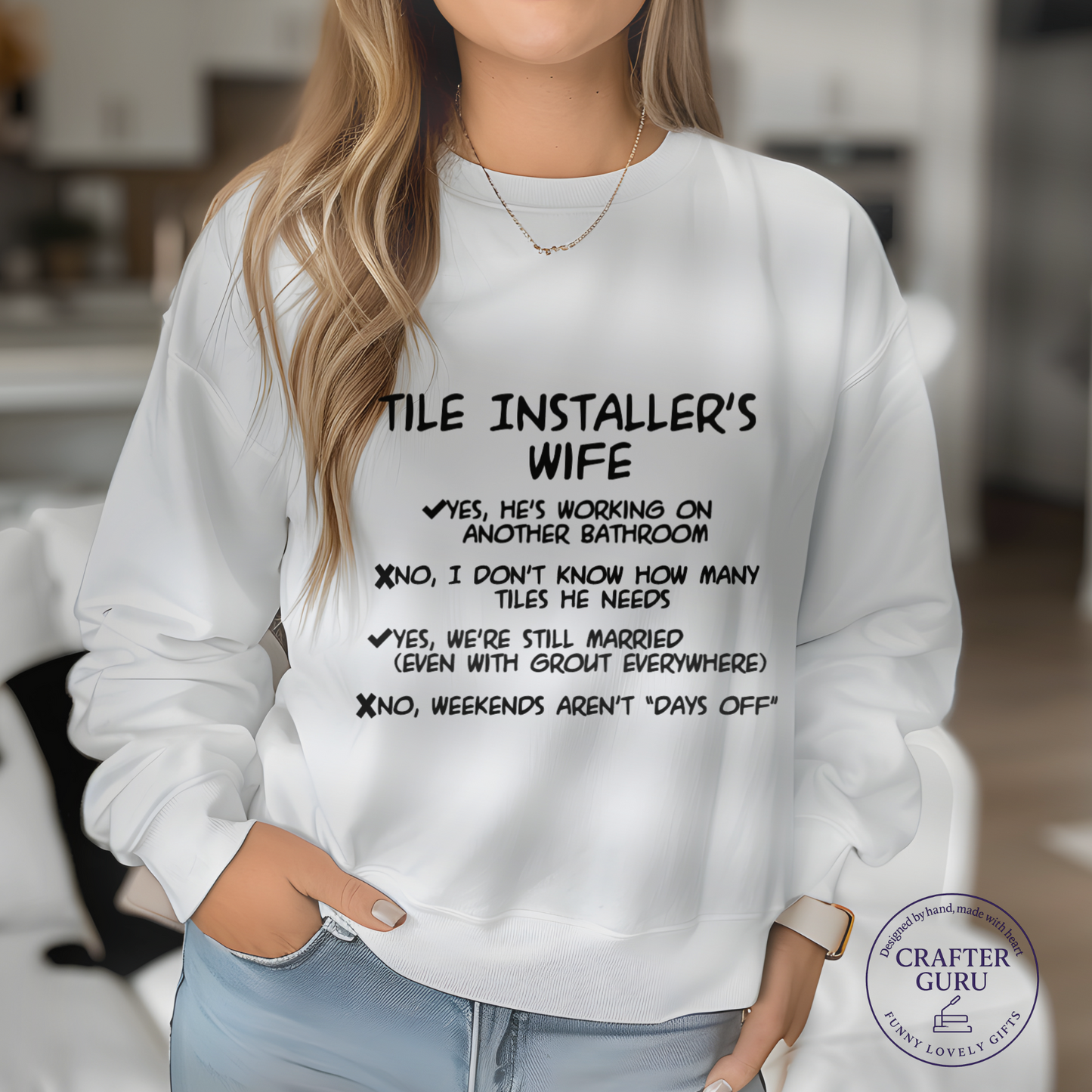 Tile Installer’s Wife T-Shirt | Funny Shirt for Contractor Wives (Unisex  Sweatshirts )