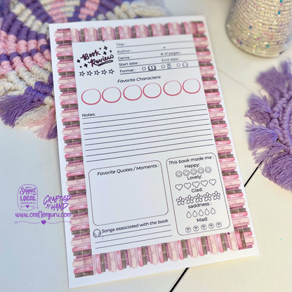 Book Review Notepad – Pink Bookish Edition