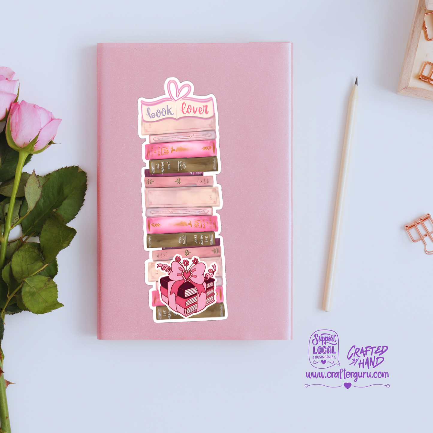 Pink Book Stack Bookmark – Book Lover Edition (4 Designs)