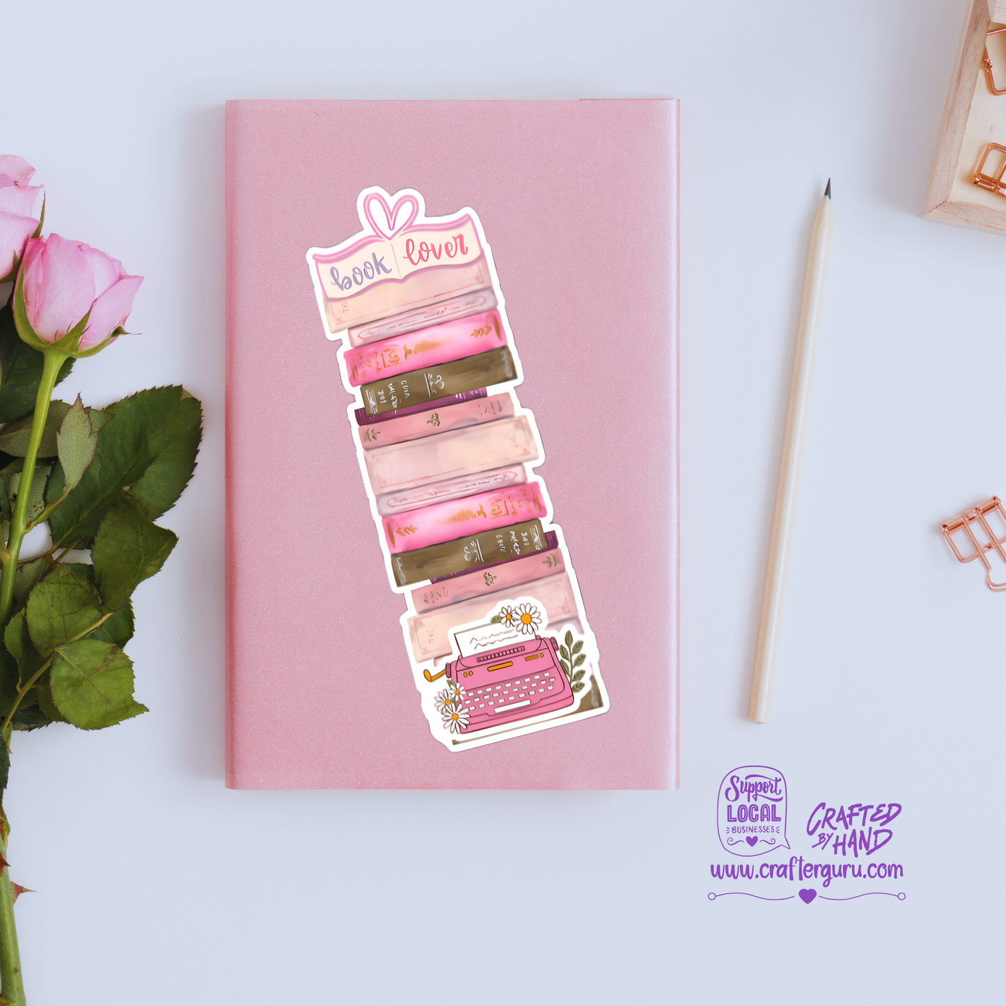 Pink Book Stack Bookmark – Book Lover Edition (4 Designs)