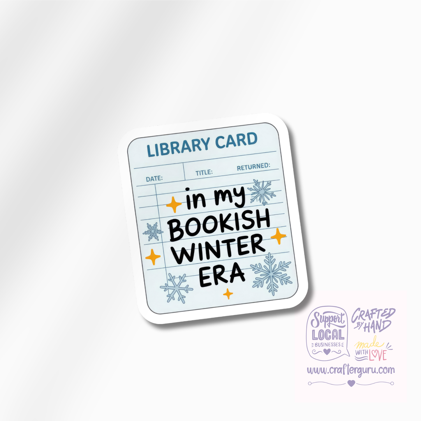 In My Bookish Winter Era Sticker | Library Card Vinyl Decal | Cute Winter Aesthetic Sticker | Gift for Book Lovers | STK-021