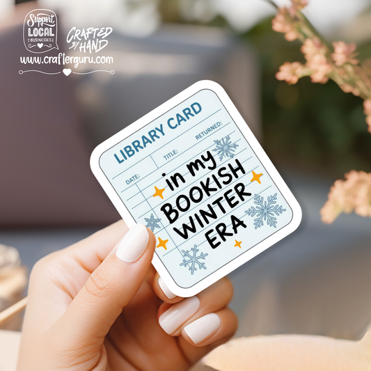 In My Bookish Winter Era Sticker | Library Card Vinyl Decal | Cute Winter Aesthetic Sticker | Gift for Book Lovers | STK-021