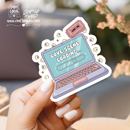 Love Scene Loading Sticker | Aesthetic Laptop Movie Decal | Funny Romance Lover Sticker | Waterproof Vinyl Laptop Decal | STK-026